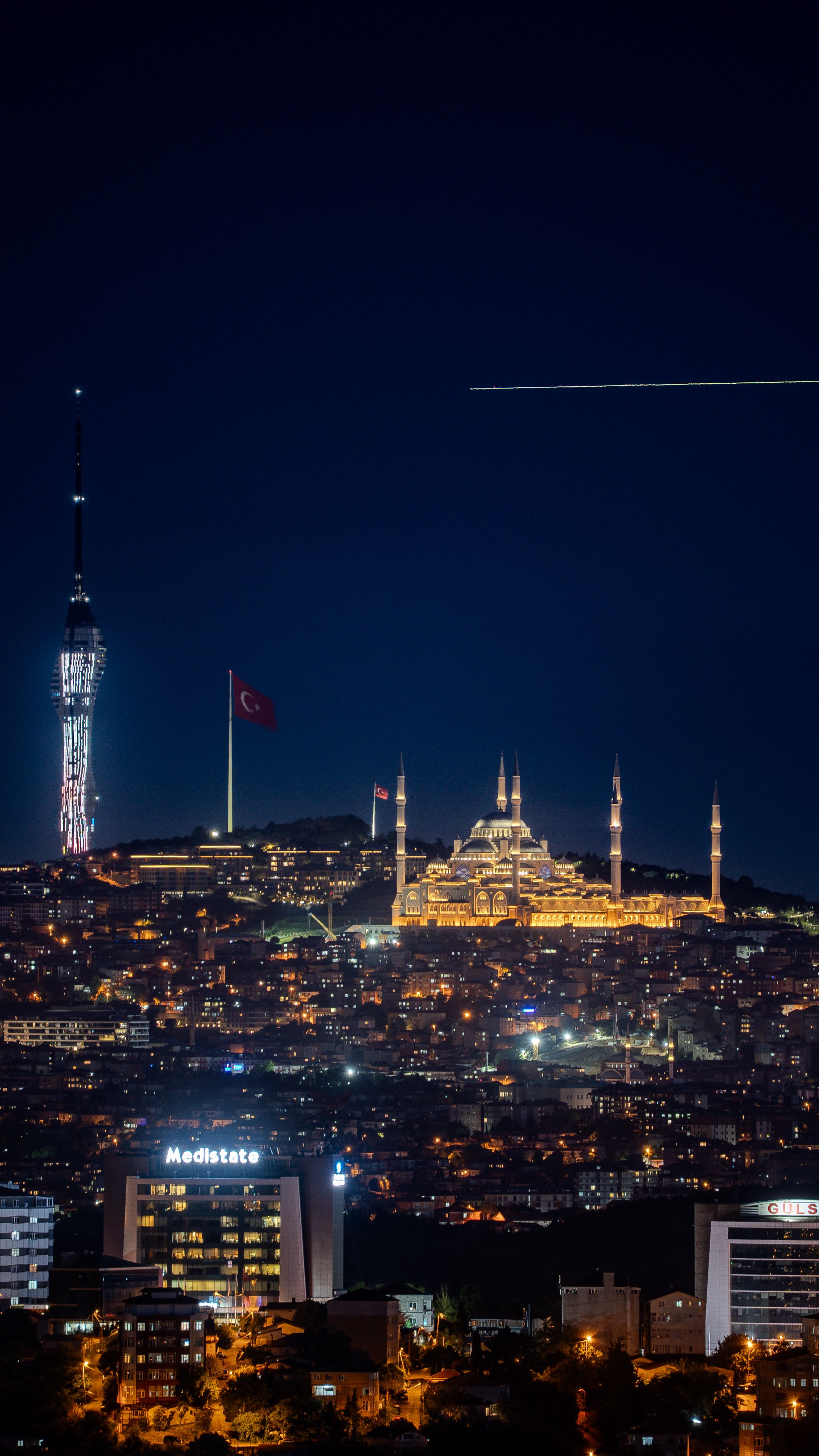 Stunning night view of Istanbul with illuminated skyline and famous landmarks