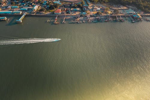 Aerial View of Boat on Water