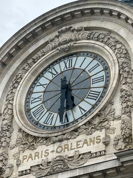 Close-up of the Paris-Orléans clock tower, showcasing its architectural details in Paris.