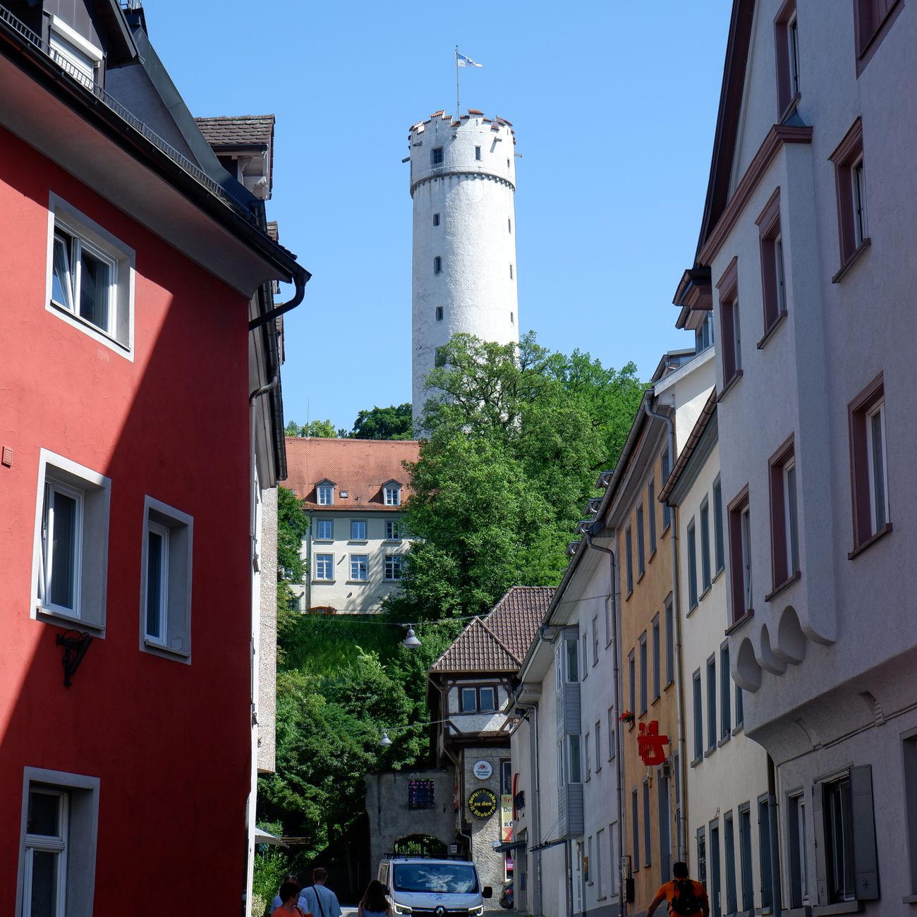 Explore the medieval architecture of Ravensburg with its iconic white tower and charming streets.
