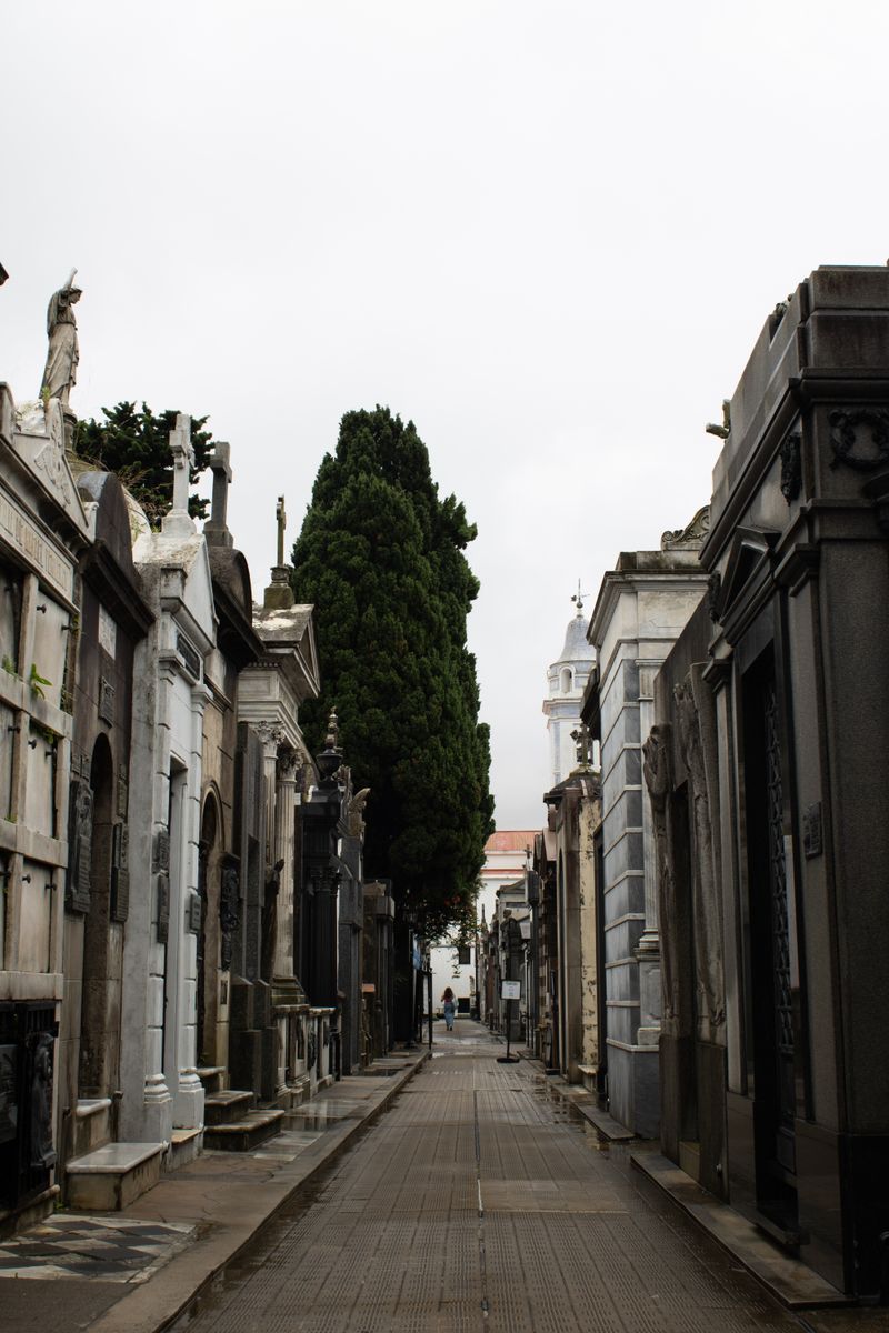 Pathway lined with mausoleums inside Recoleta Cemetery, Buenos Aires