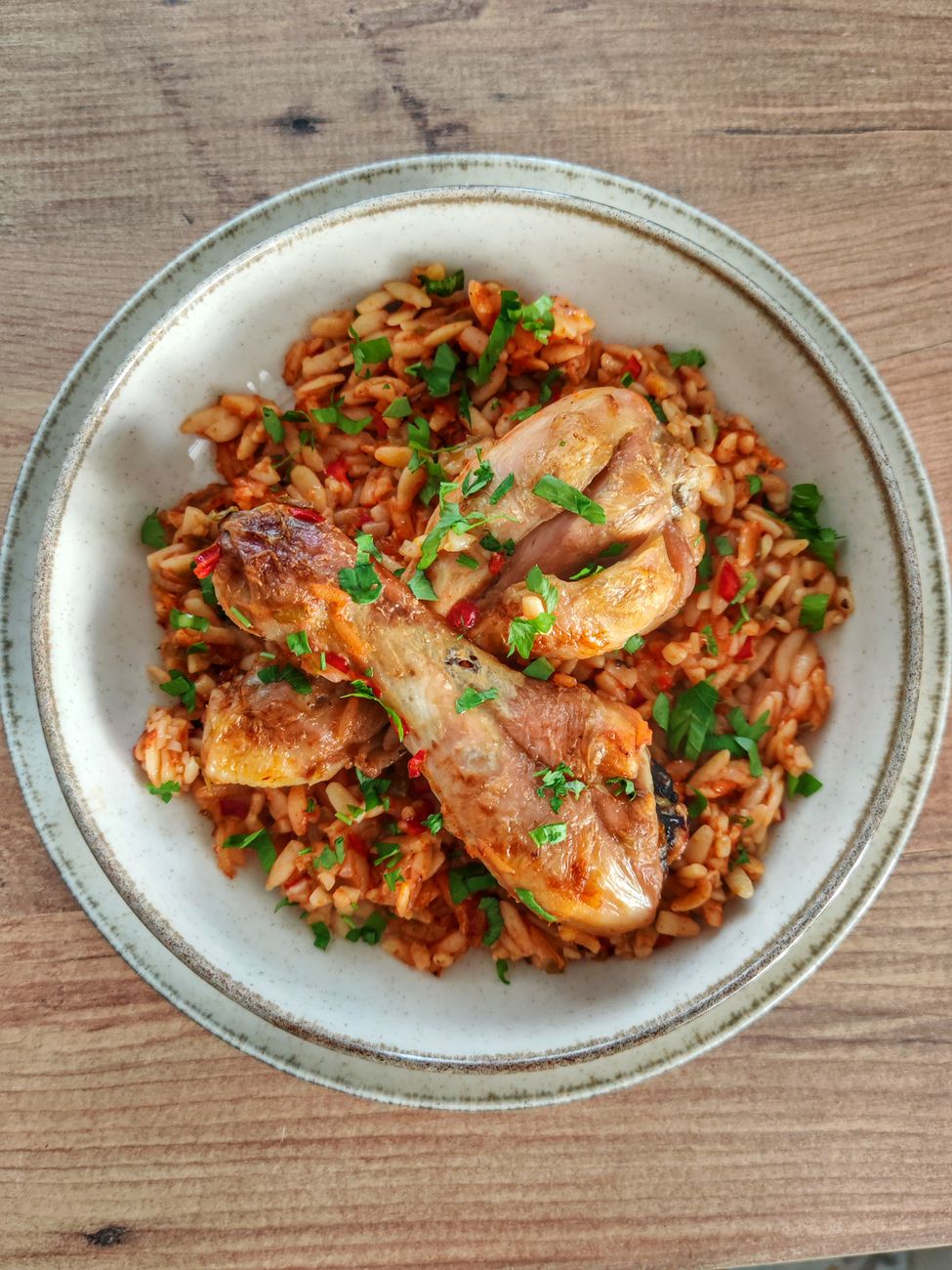 Baked Orzo Pasta with Cherry Tomatoes and Chicken Meatballs