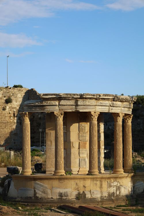Free Explore the intriguing architecture of ancient Roman temple ruins in Side, Antalya, bathed in daylight. Stock Photo