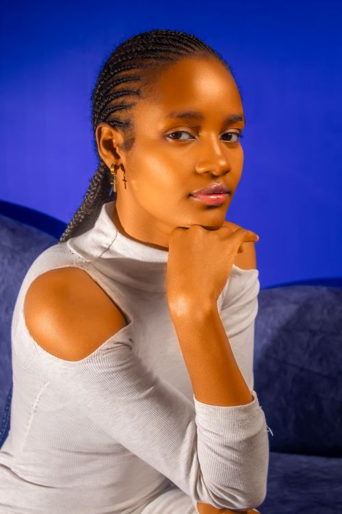 Free Stylish portrait of a young woman with braided hair posing pensively indoors. Stock Photo