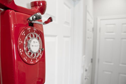Kostnadsfri bild av gammal telefon, modell 554, röd