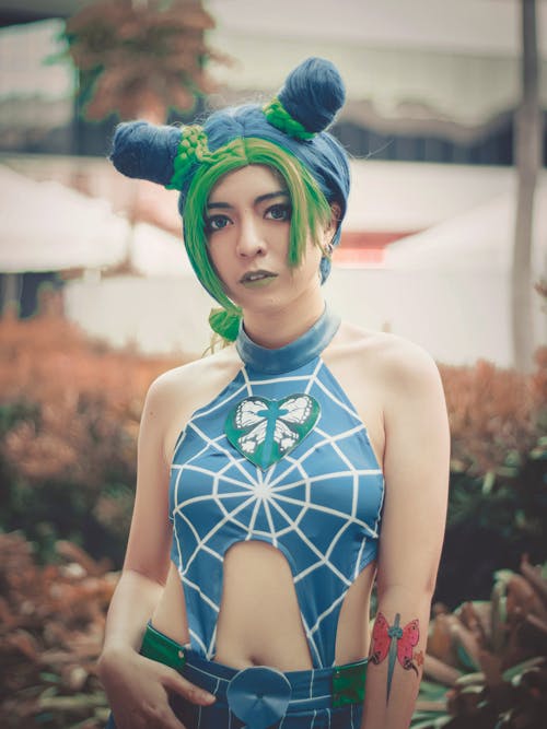 Foto profissional grátis de cabelo azul, cabelo verde, cosplay