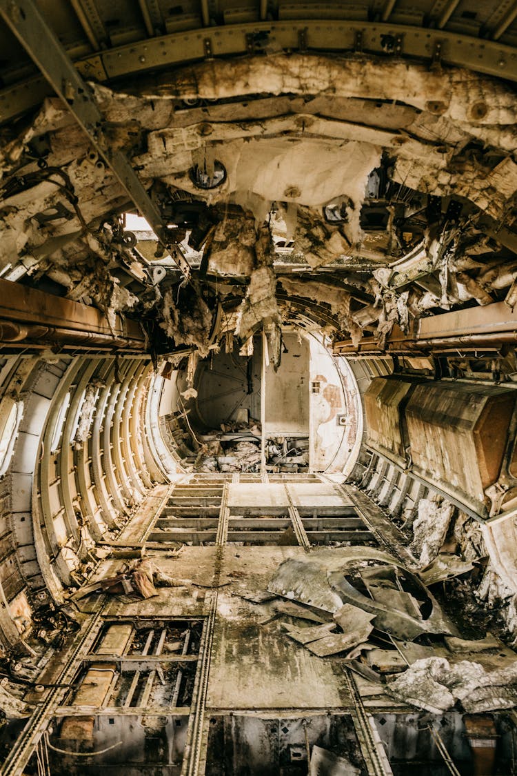 Interior Of Aircraft Cabin After Having Accident