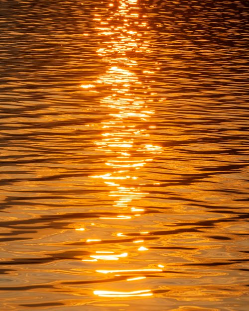 Free Sunset reflecting golden hues on a rippling water surface, creating a tranquil atmosphere. Stock Photo