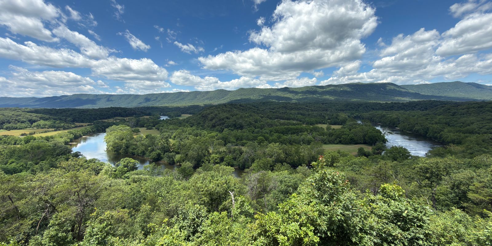 Panoramic view of a lush Appalachian valley from a mountain overlook