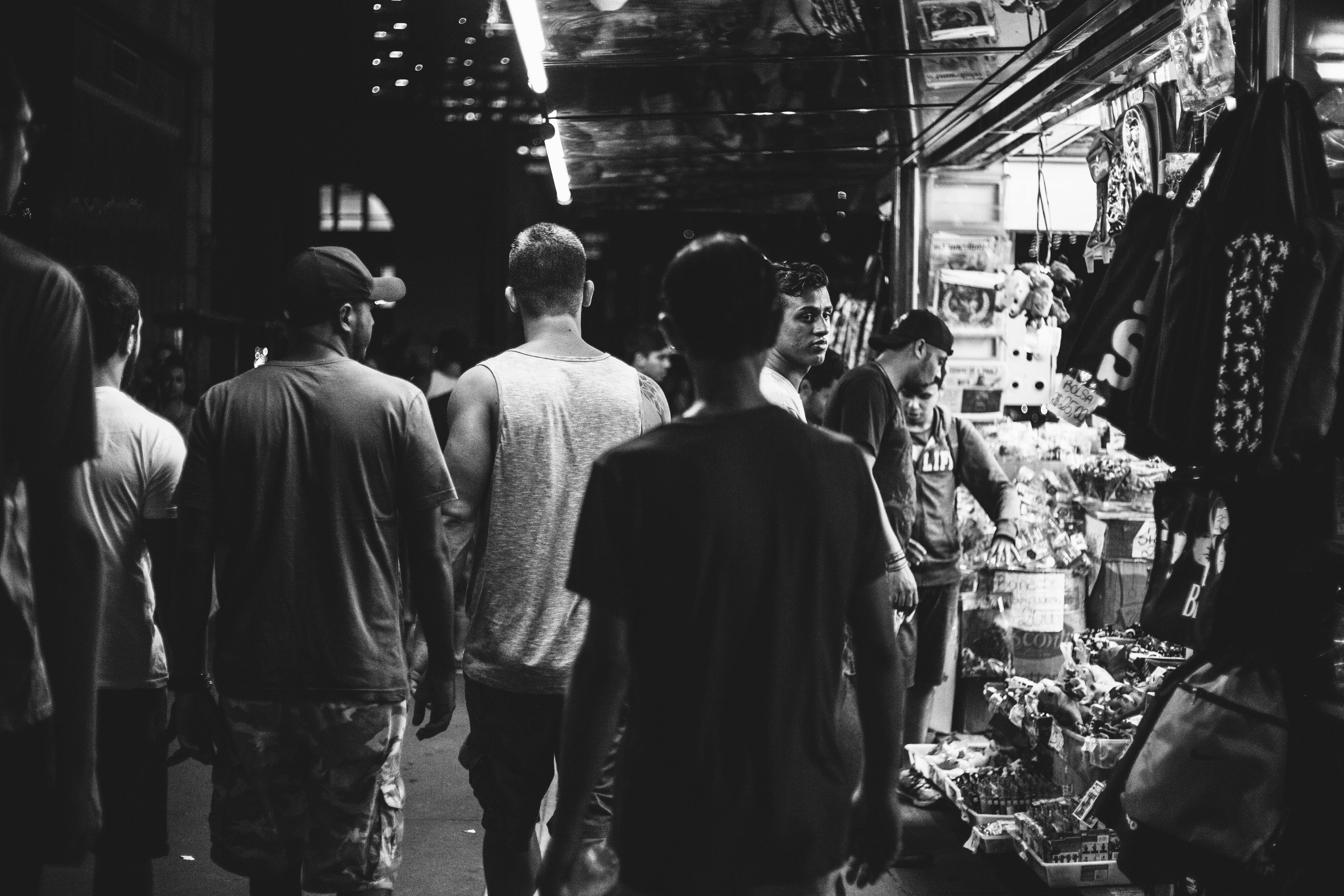 Free stock photo of black-and-white, people, crowd, market