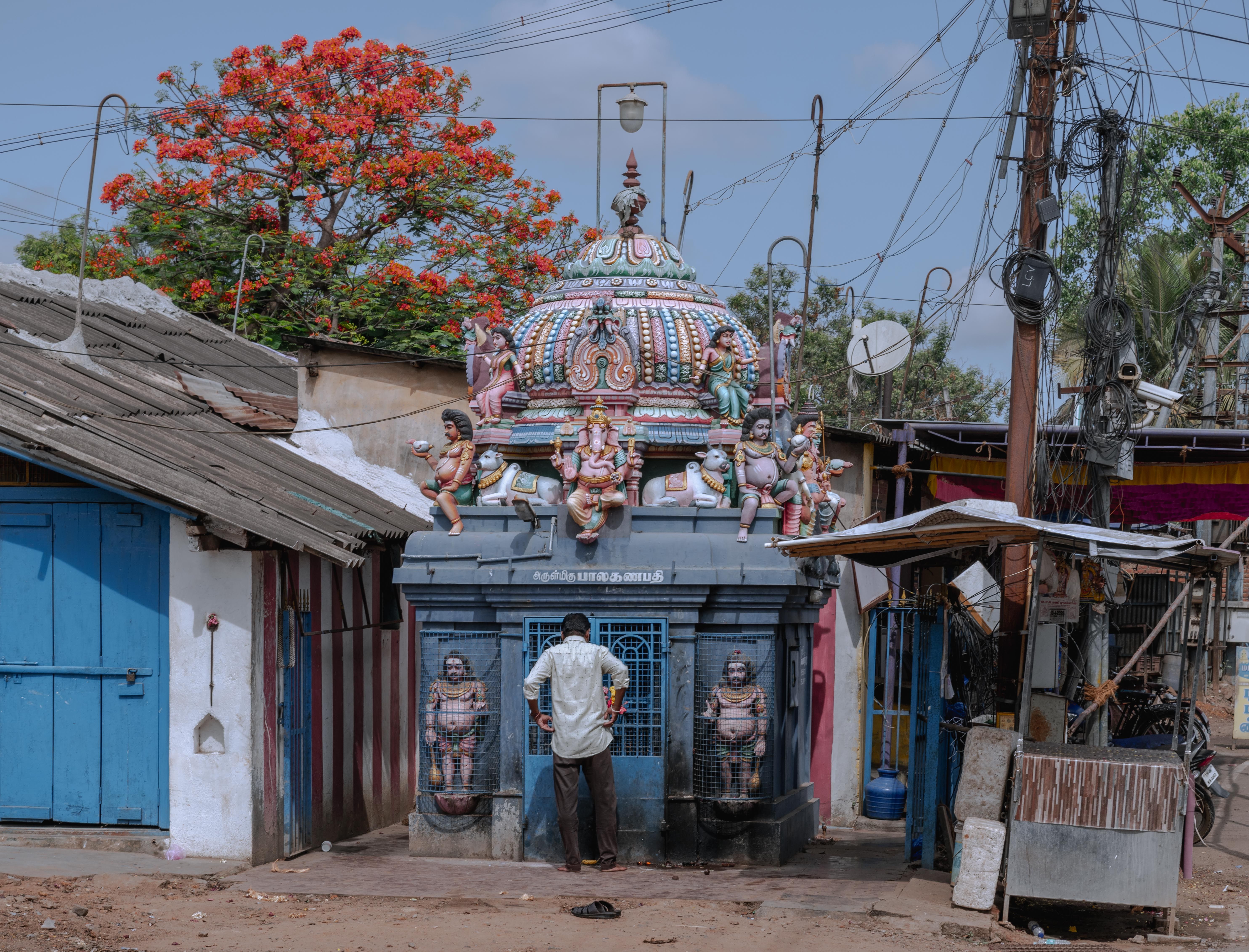 Shop Mullackal Street and the temple
