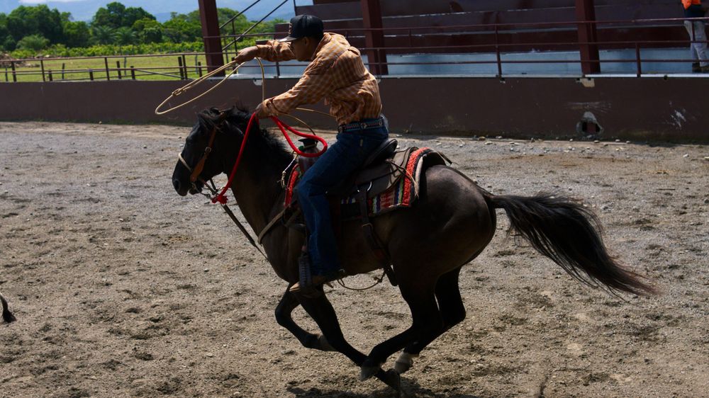 Lazador en plena acción durante una vuelta de arena