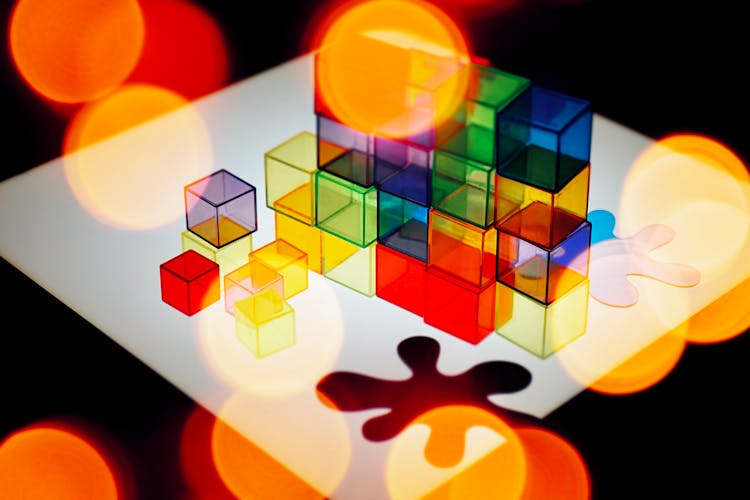 Colorful Cubes And Puzzle Piece