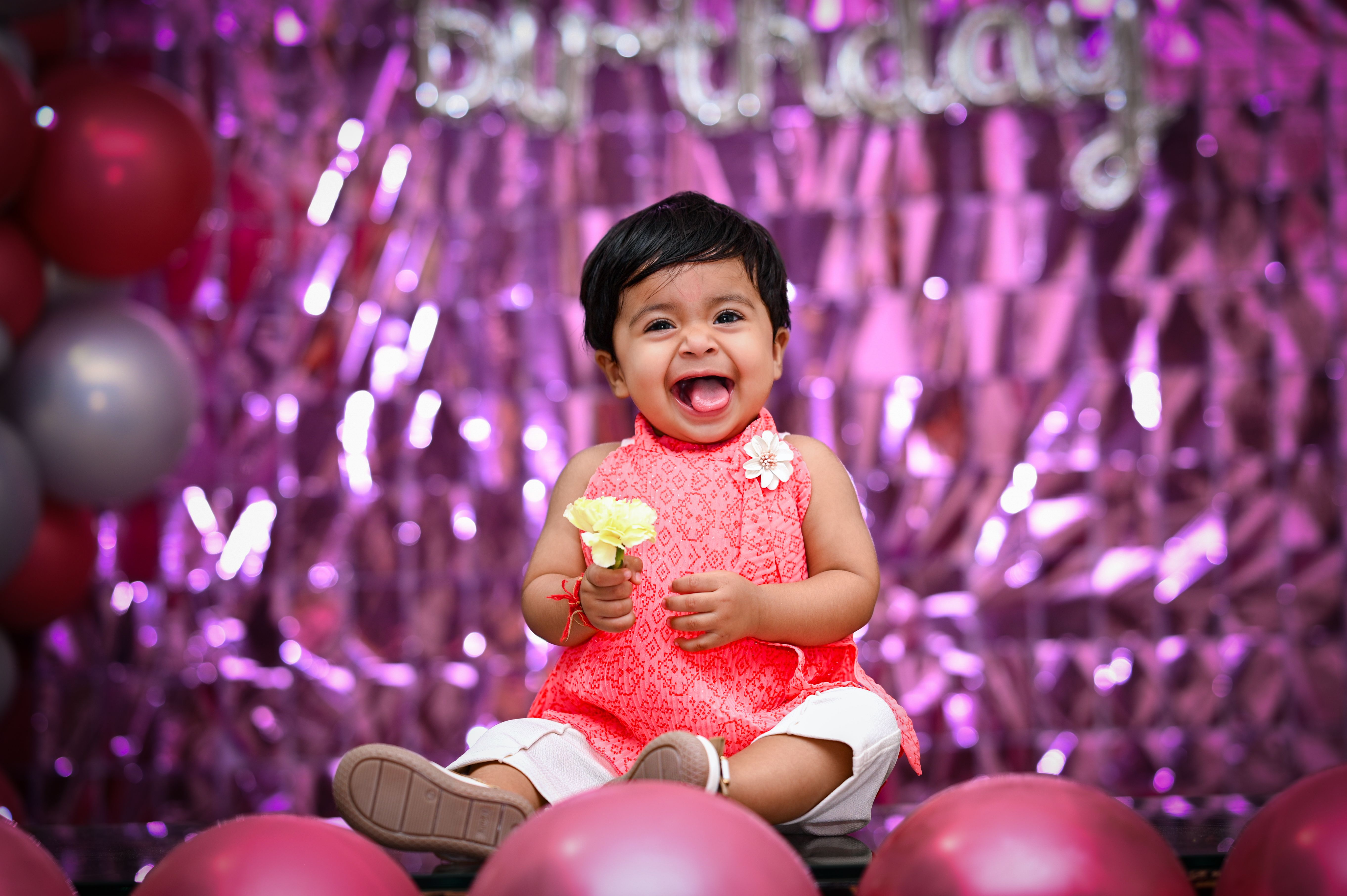 Baby celebrating first birthday in India