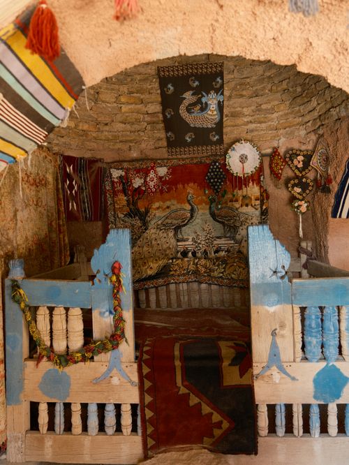 Free Explore the vibrant traditional decor of a Şanlıurfa cave house, showcasing regional arts and crafts. Stock Photo