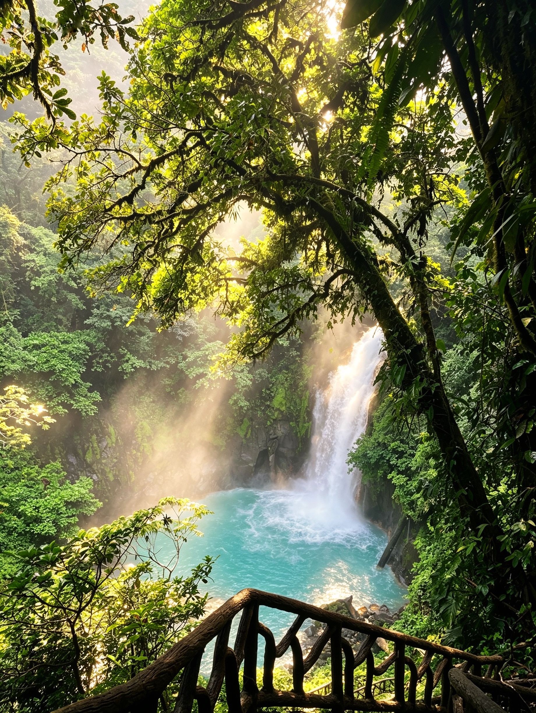 Beautiful waterfall surrounded by vibrant greenery in Costa Rica's Alajuela Province.