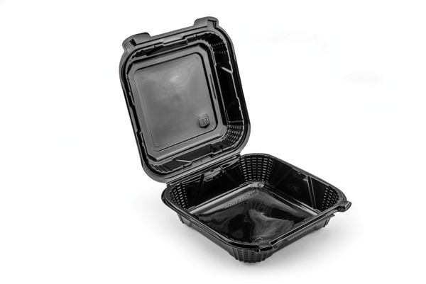 Disposable food container on a white background