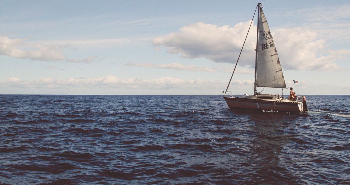 Yacht sailing along the Polish coast
