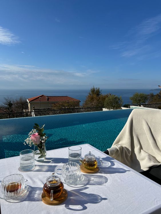 Pool Side Hi Tea Serene Seaside Poolside Tea Setting in Montenegro · Free Stock Photo