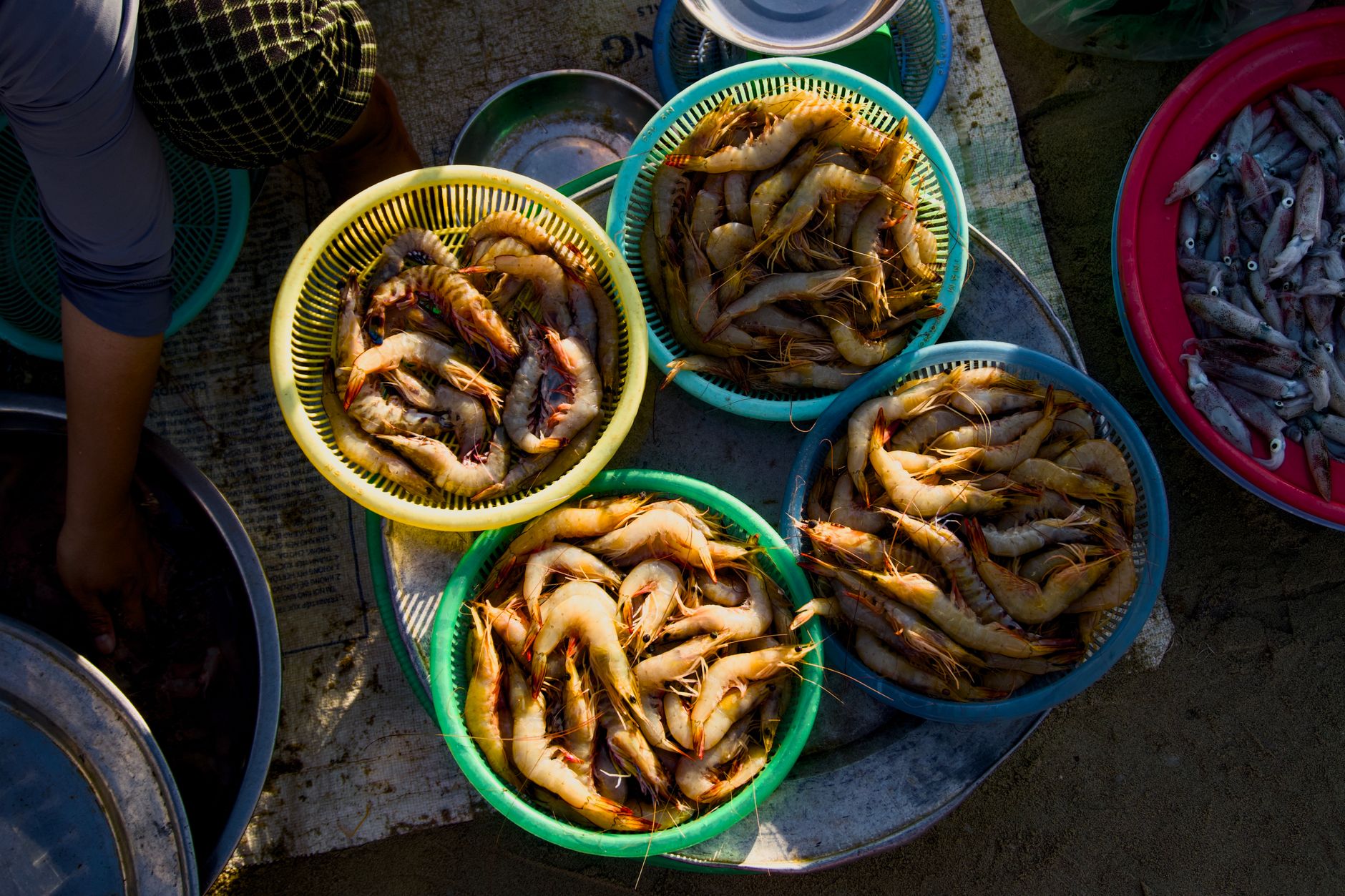 Équipe de pêche crevettière à Mahajanga