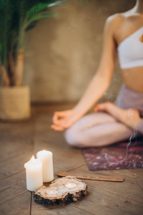 Free Candles and Incense for Meditation Stock Photo