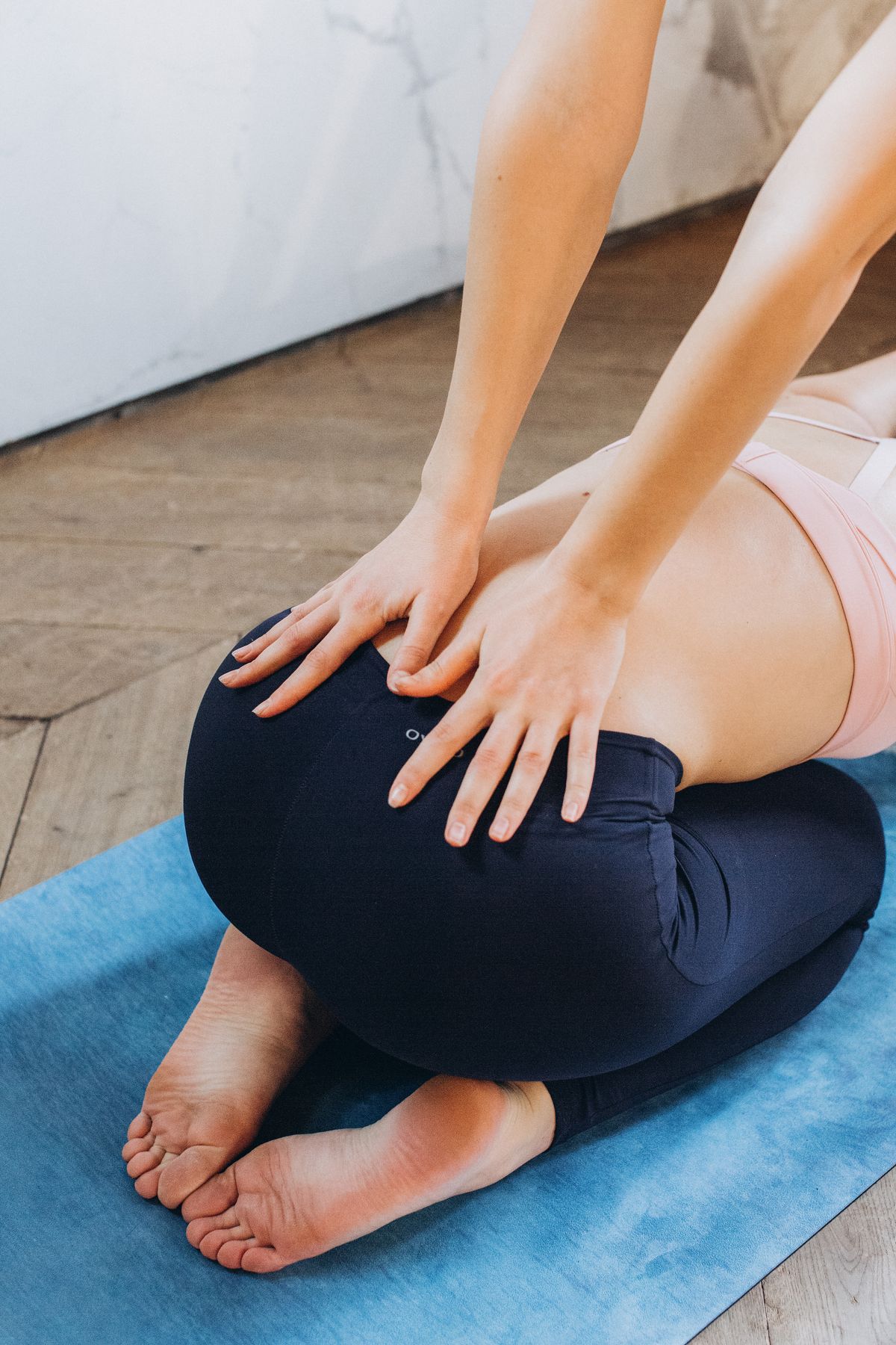 Seated meditation pose with hands resting