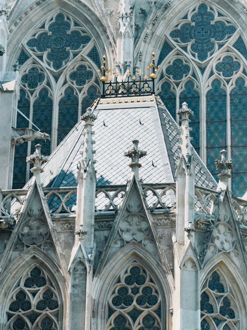 Free Close-up of Votivkirche church facade showcasing detailed gothic architectural design. Stock Photo