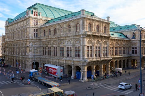 A captivating view of the Vienna State Opera House, an architectural landmark in Austria.