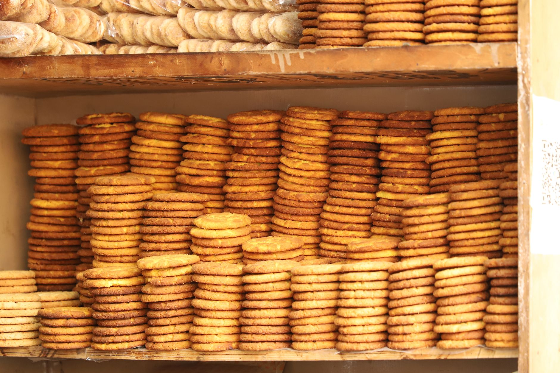 Stacks of bakery cookies