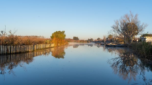 Albufera boat at sunset — Valencia