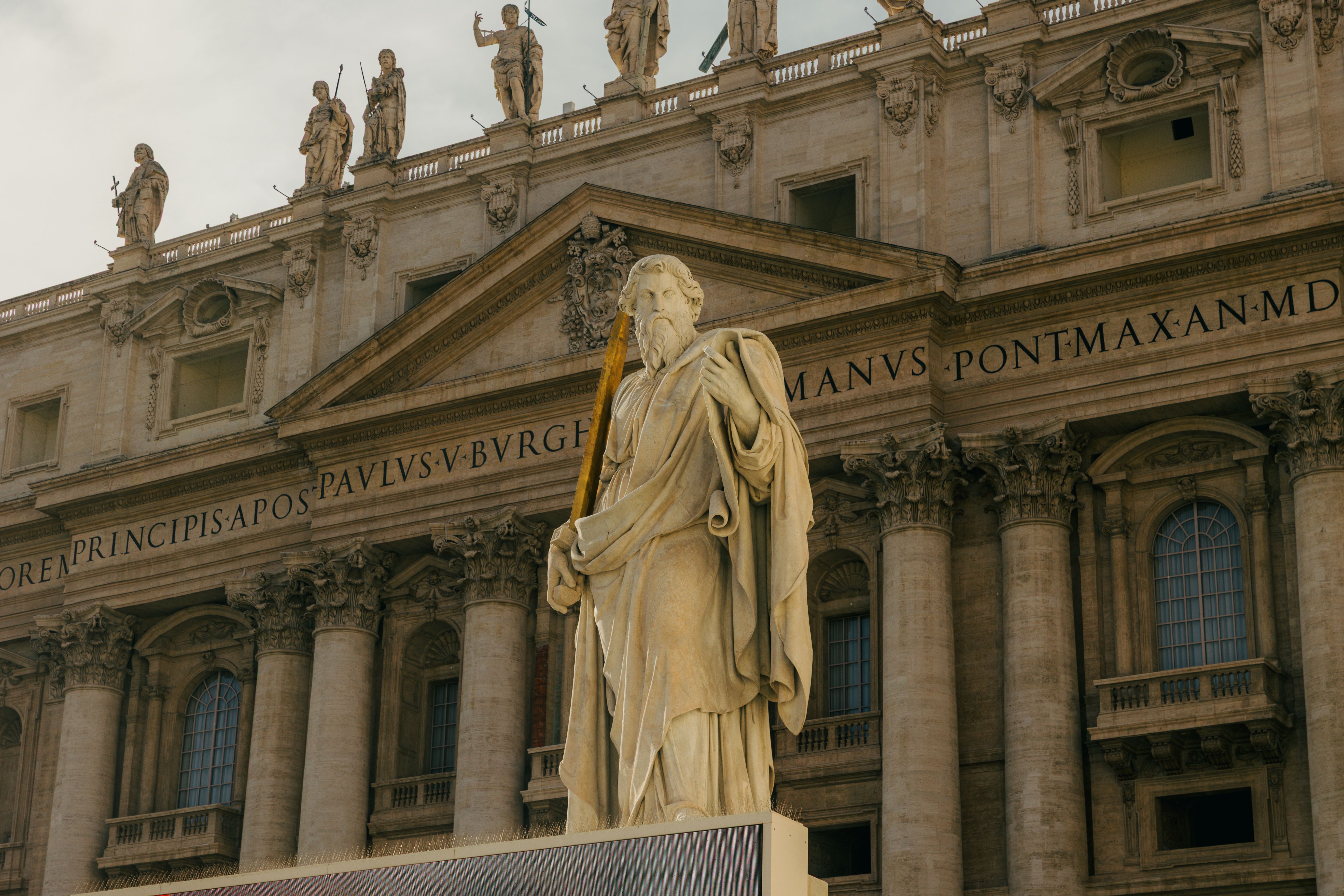 Statue of Saint Peter at the entrance of St. Peter's Basilica, Vatican City.