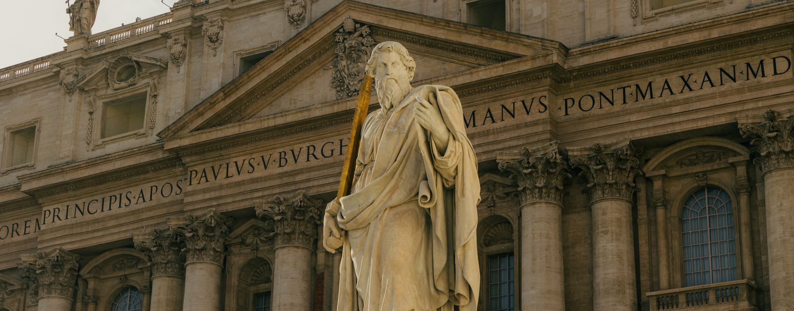 Statue of Saint Peter at the entrance of St. Peter's Basilica, Vatican City.
