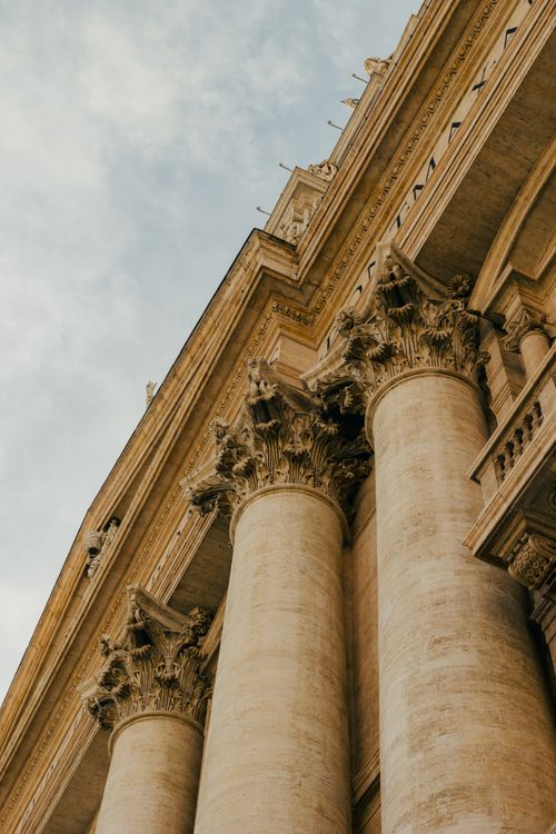 Free Close-up of Corinthian columns showcasing Roman architectural beauty. Stock Photo