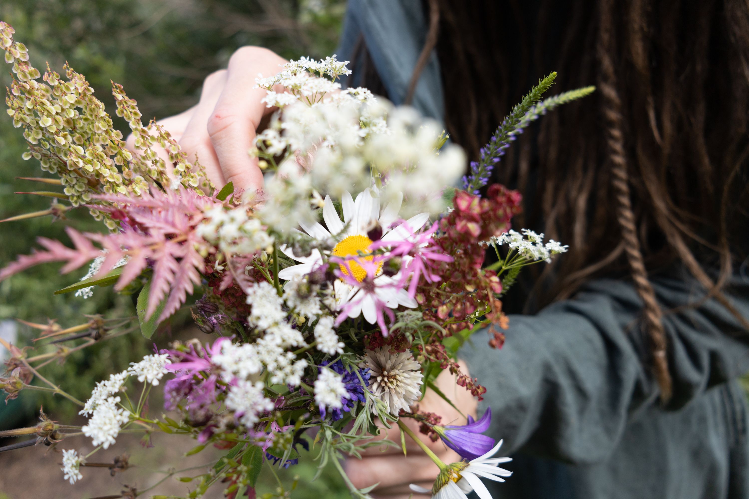 A hand-tied wildflower bouquet with native Australian blooms