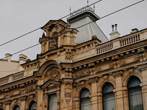 Free Ornate historical building facade in Saint Petersburg, Russia, showcasing classical architecture. Stock Photo