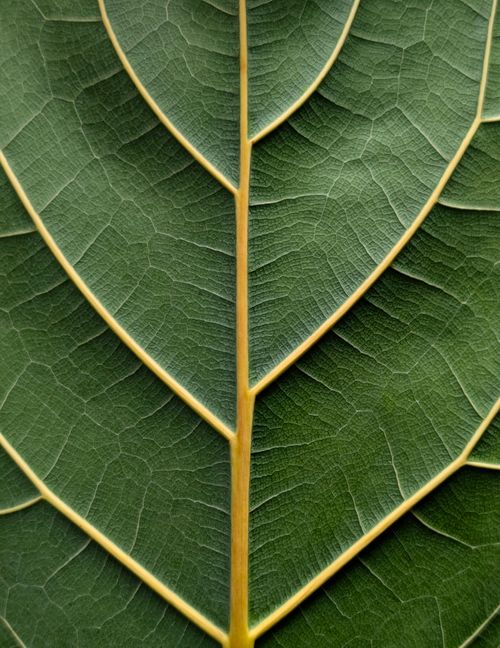 Free Detailed macro shot of a fiddle leaf fig leaf, highlighting its intricate venation pattern and green texture. Stock Photo