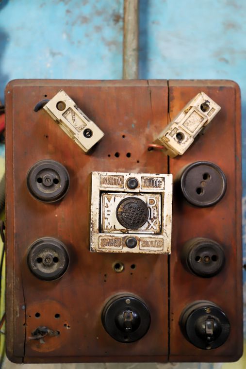 Old electrical fuse box and switchboard