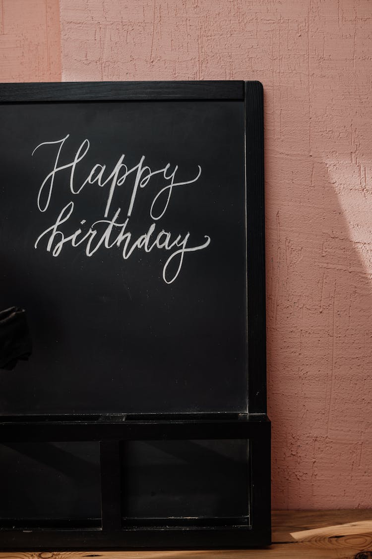 Happy Birthday Text On A Blackboard 