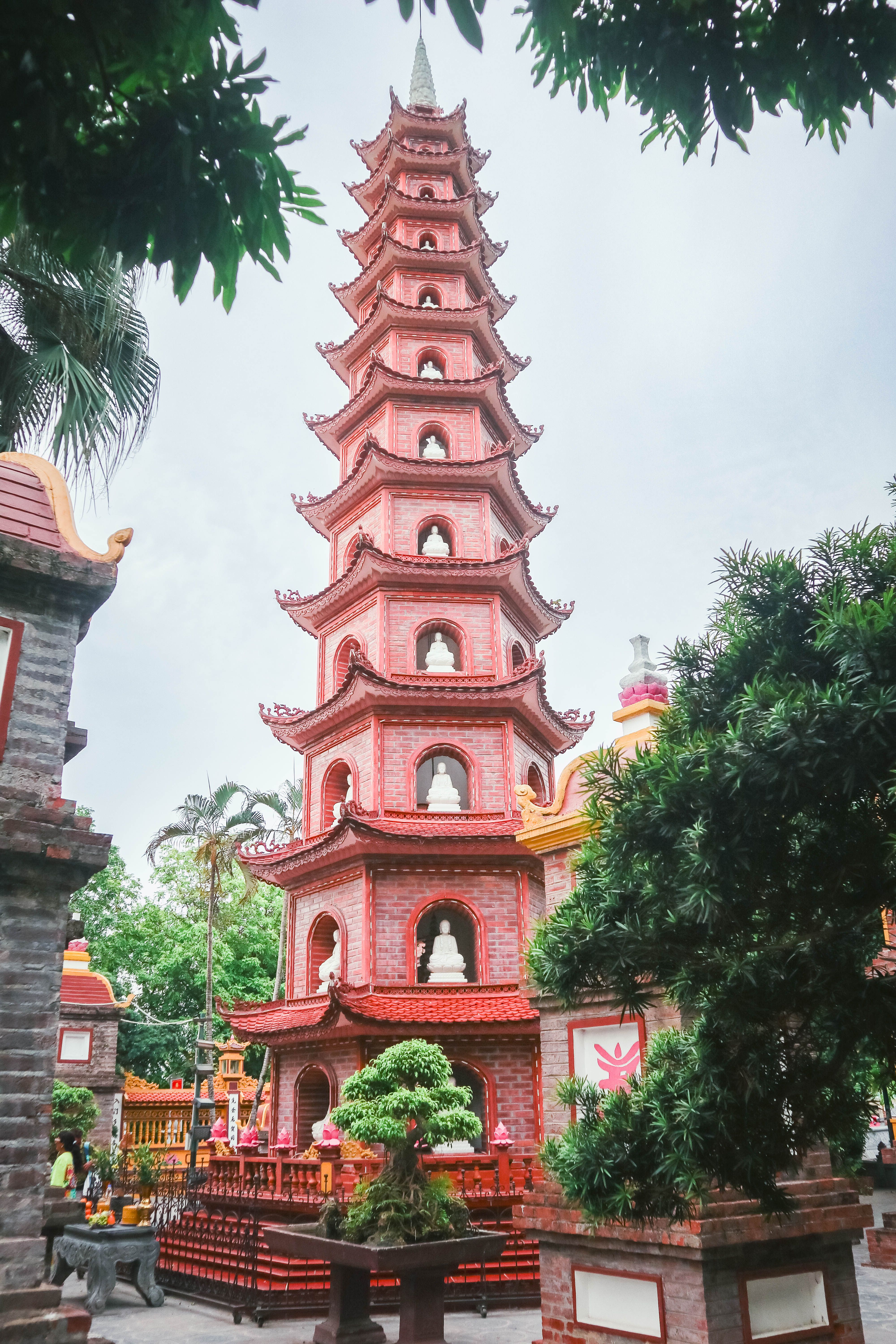 Scenic view of Tran Quoc Pagoda, an iconic Buddhist landmark in Hanoi, Vietnam.