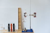 Preparation for chemical experiment with test tubes and flask