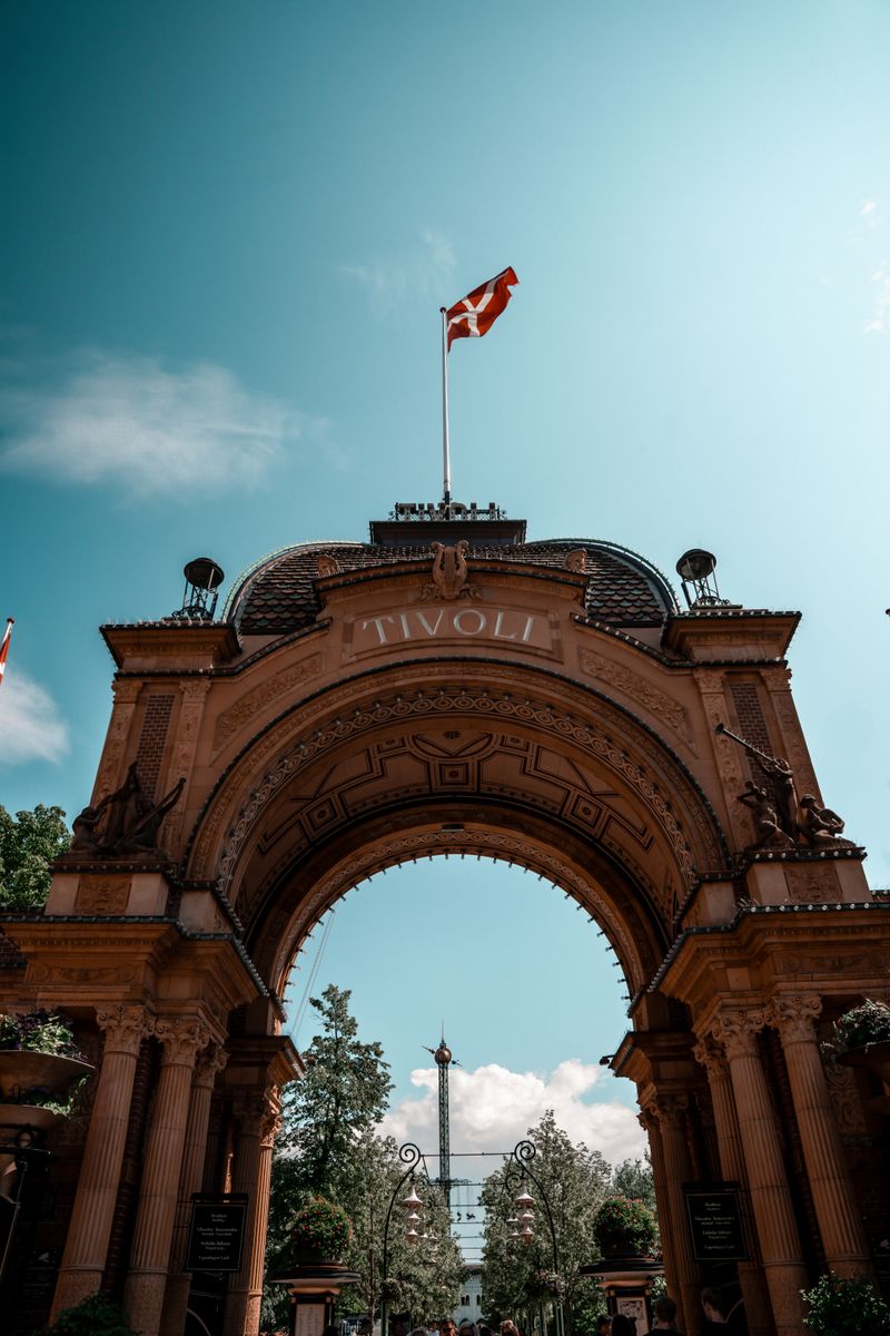 Main entrance arch of Tivoli Gardens in Copenhagen