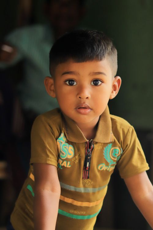Free Captivating portrait of a young boy with an inquisitive gaze in an indoor setting. Stock Photo