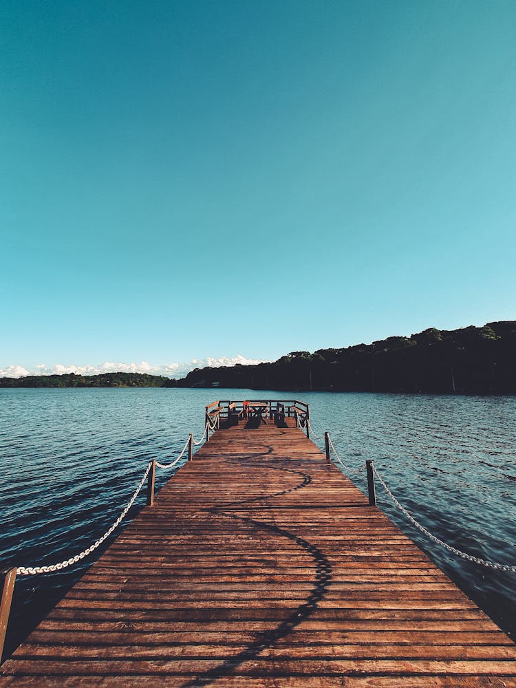 Brown Wooden Dock On Sea