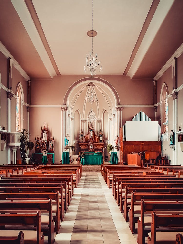 Church Interior With Empty Seats