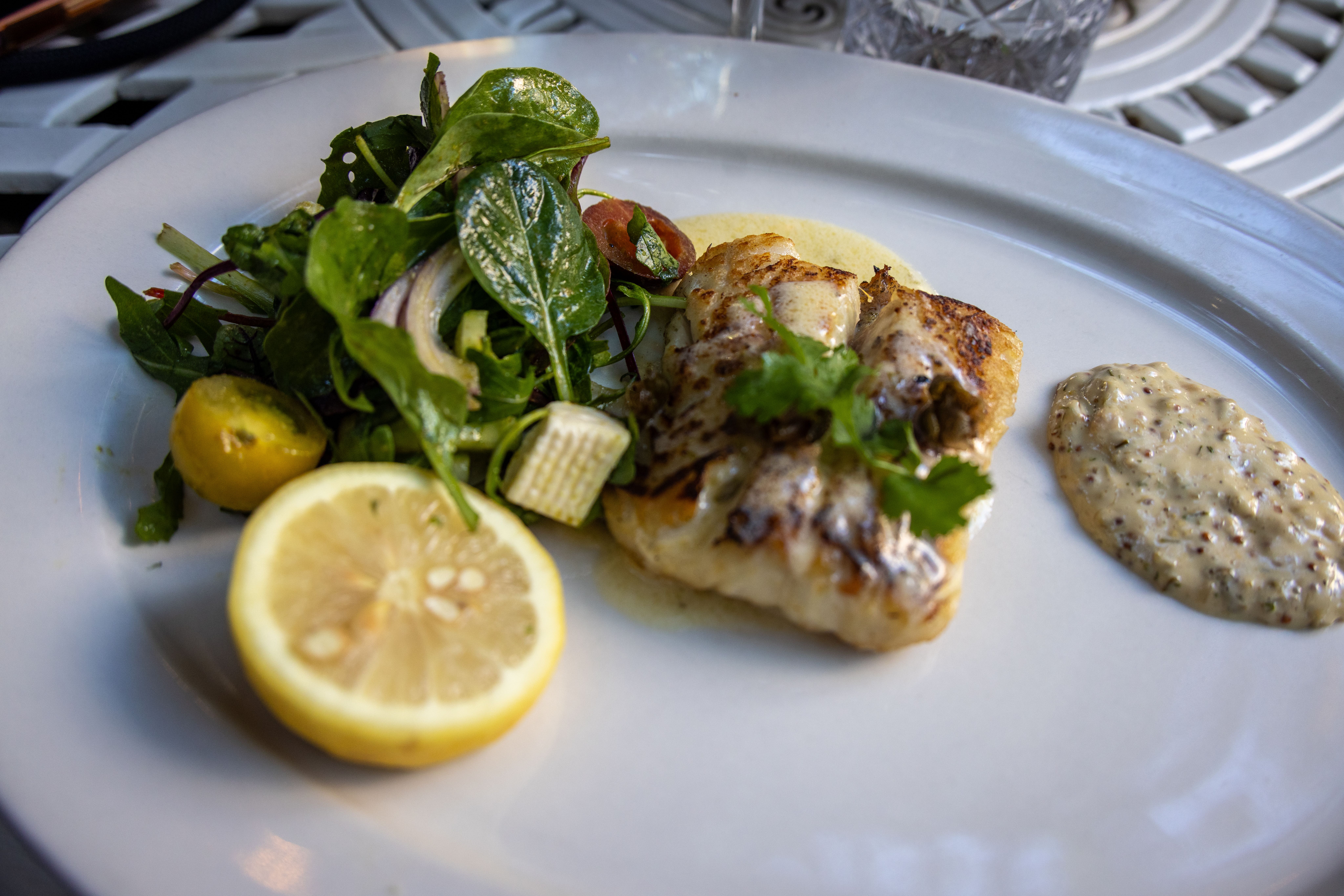Ginger-Scallion Fish with Garlic Greens