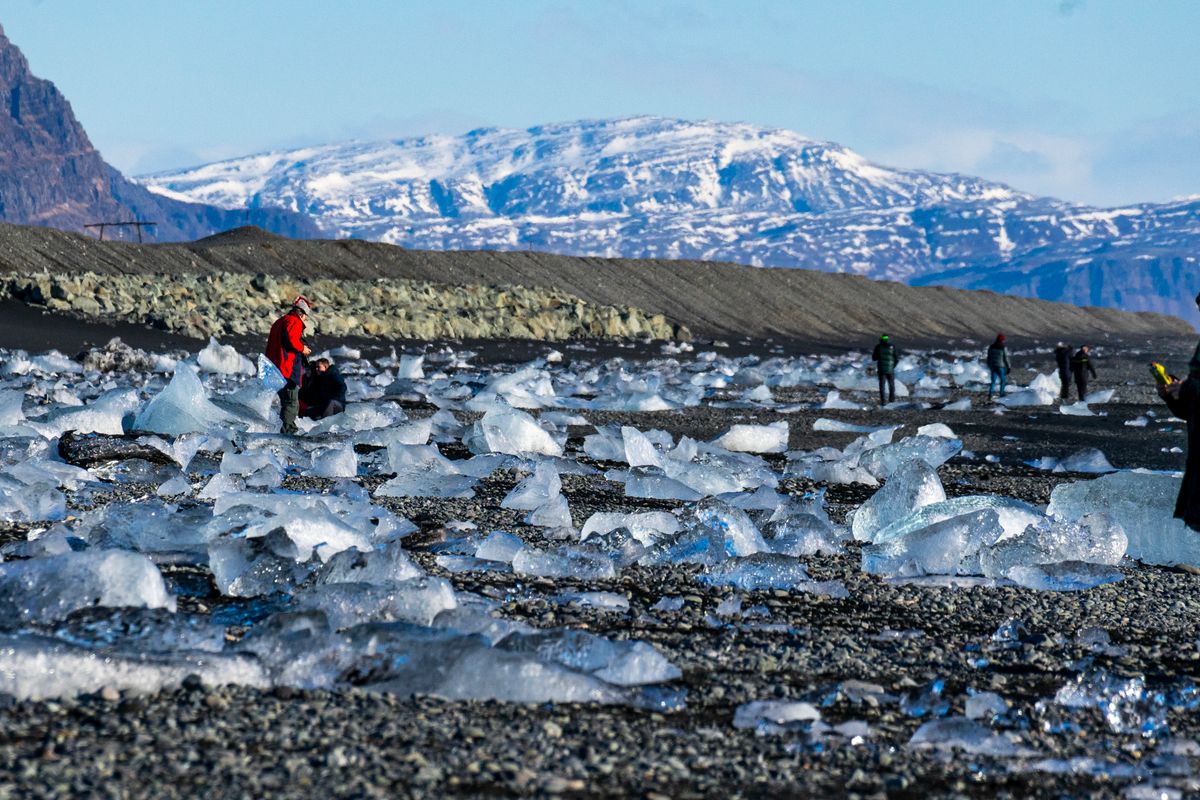 Icebergs on the black sand of Diamond Beach, Iceland