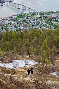 Explore Tromsø's scenic beauty from above, featuring lush forests and hiking trails.