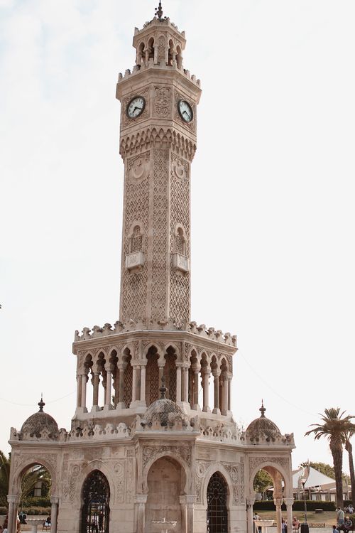 Free Explore the intricate architecture of the Izmir Clock Tower set against a clear sky. Stock Photo