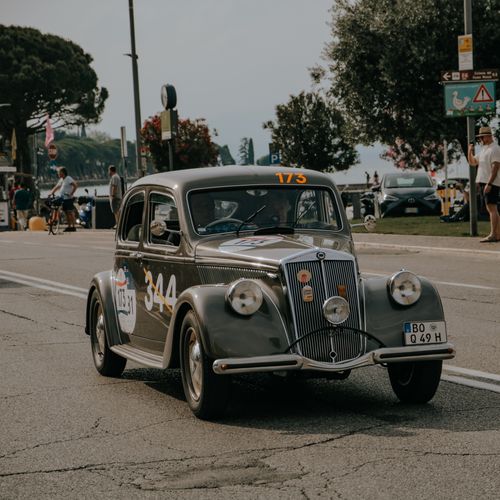 Free Classic vintage car on display in Italy during a street rally event. Stock Photo