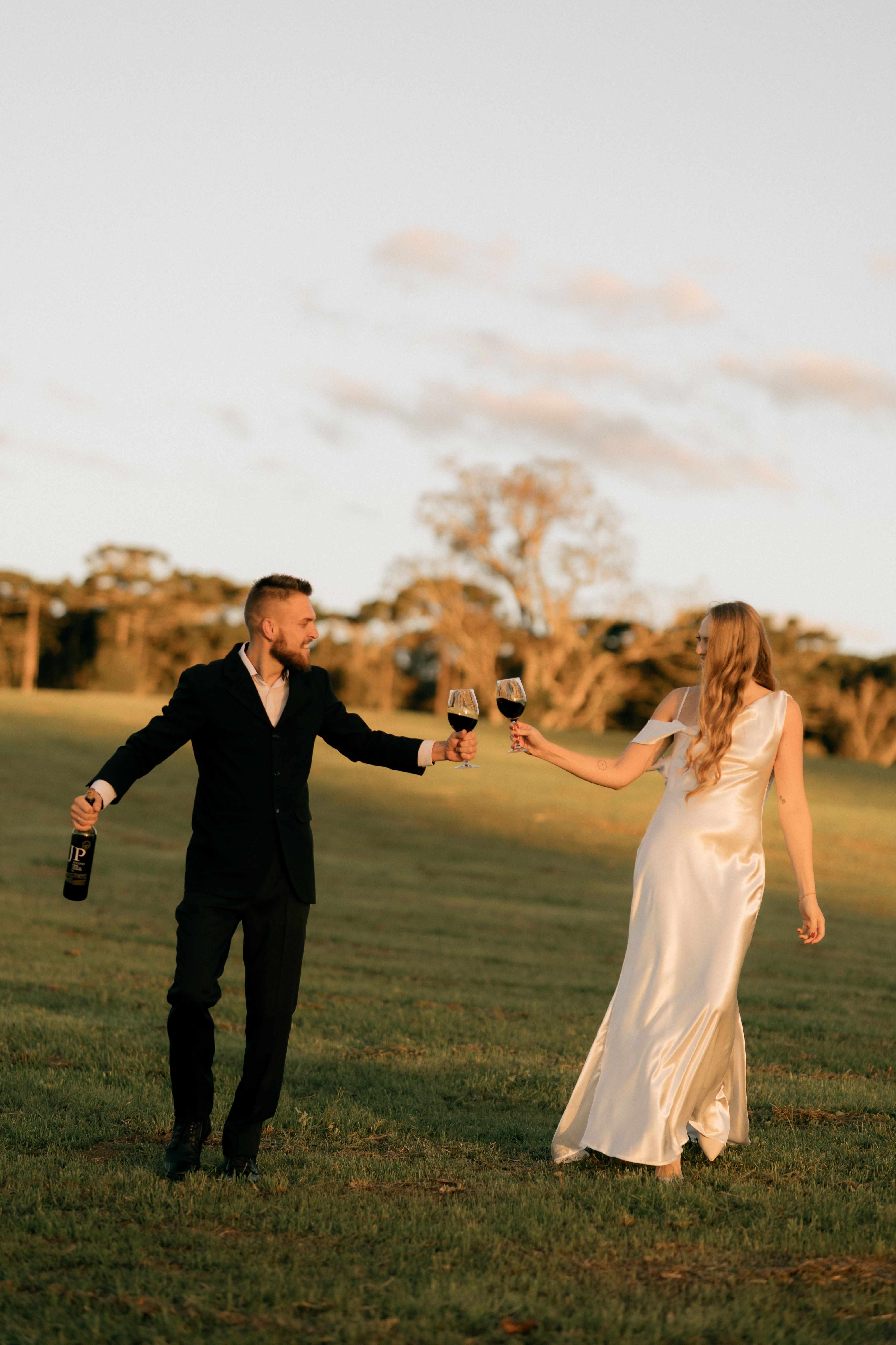 A couple celebrating together